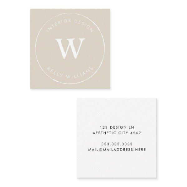 Minimal Beige Circle Business Monogram Branding Square