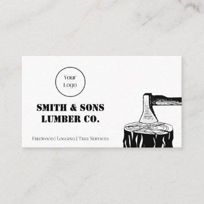 Minimal Black and White Axe Wood Lumber Company