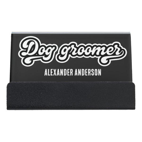 Minimal Black and White Dog groomer groovy Desk  Holder
