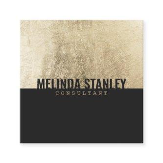 Minimal black chic gold foil elegant color block square