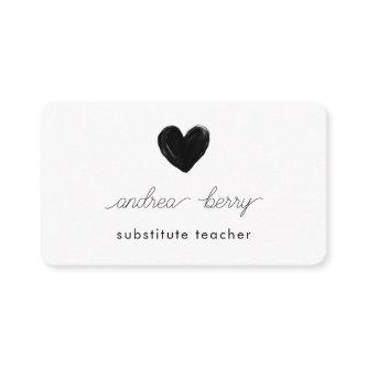 Minimal Black Heart Substitute Teacher