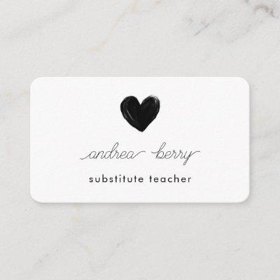 Minimal Black Heart Substitute Teacher