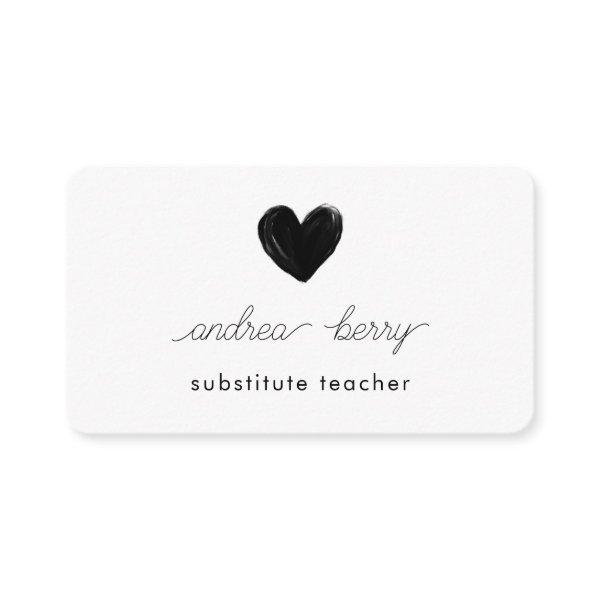 Minimal Black Heart Substitute Teacher