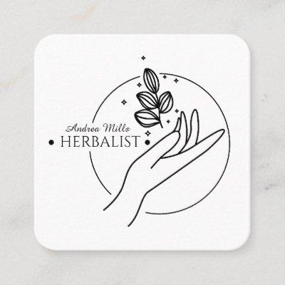 Minimal Black Line Simple Modern Herbalist Logo Square