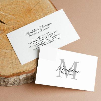 Minimal Black Script Modern White Gray Monogram