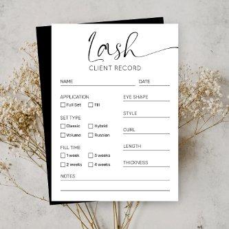 Minimal Black & White Lash Client Record Form