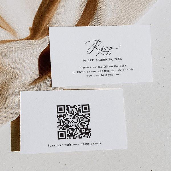 Minimal Black & White Wedding QR Code RSVP Cards