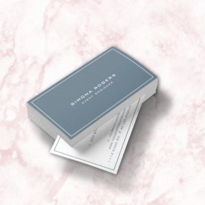 Minimal blue-gray and white reversible card design