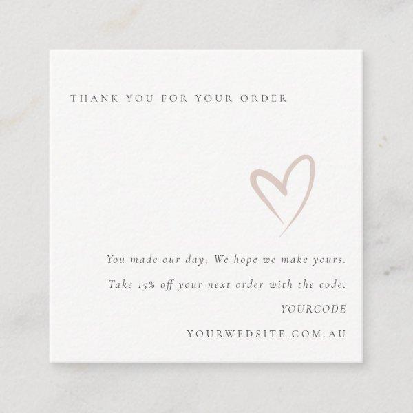 Minimal Blush Heart Logo Thank You For Your Order  Square