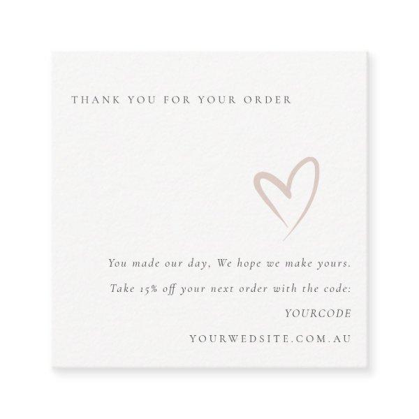 Minimal Blush Heart Logo Thank You For Your Order  Square