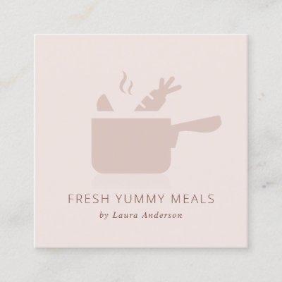 MINIMAL BLUSH PEACH PINK POT MEAL CHEF CATERING SQUARE