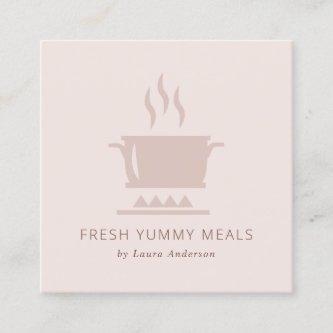 MINIMAL BLUSH PEACH PINK POT MEAL CHEF CATERING SQUARE