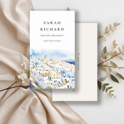 Minimal Chic Santorini Greece Watercolor