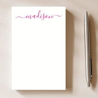 Minimal Clean Pink Typography Name Script  Post-it Notes