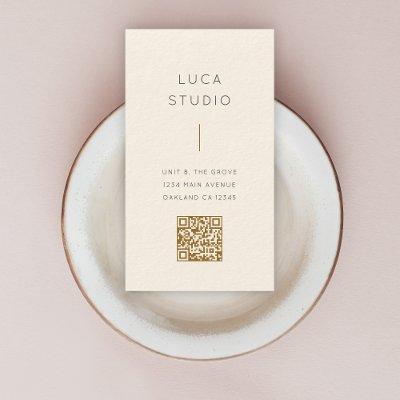 Minimal Clean Simple Modern QR Code Gold and Cream