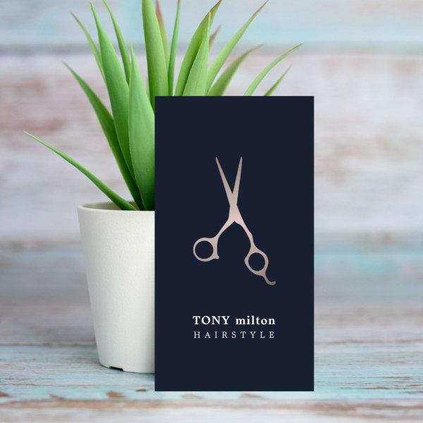 Minimal Dark Blue Faux Metal Scissors Hair