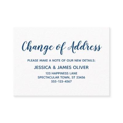 Minimal Dark Blue on White Change of Address Card