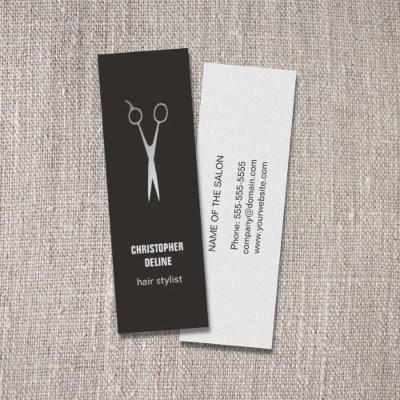 Minimal Dark Faux Silver Scissor Hair Stylist Mini