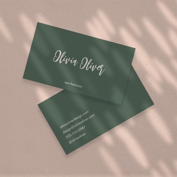 Minimal Dark Sage Script Calligraphy Chic Modern