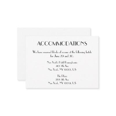 Minimal Deco Wedding Accommodation Cards
