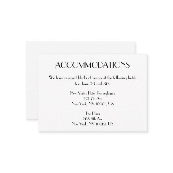 Minimal Deco Wedding Accommodation Cards