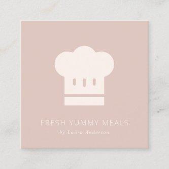 Minimal Dusky Blush Rose Pink Chef Hat Catering Square