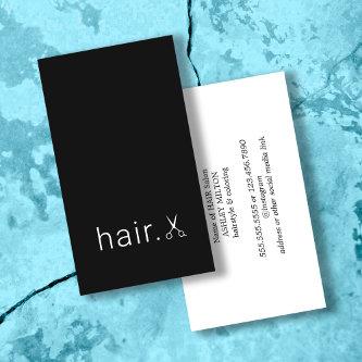 Minimal Elegant Black White Scissors Hairstylist