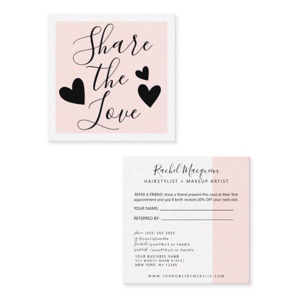 Minimal Elegant Blush Pink White Script Referral Card