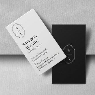 Minimal Elegant Custom Monogram Crest Black White