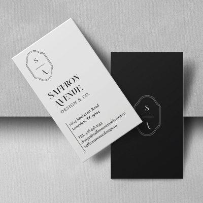 Minimal Elegant Custom Monogram Crest Black White