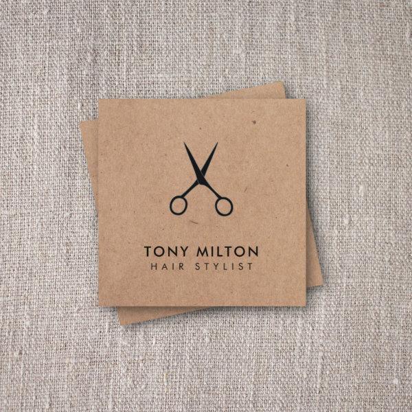 Minimal Elegant Kraft Black Scissors Hairstylist Square