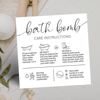 Minimal Elegant Logo Bath Bomb Care Instructions Square