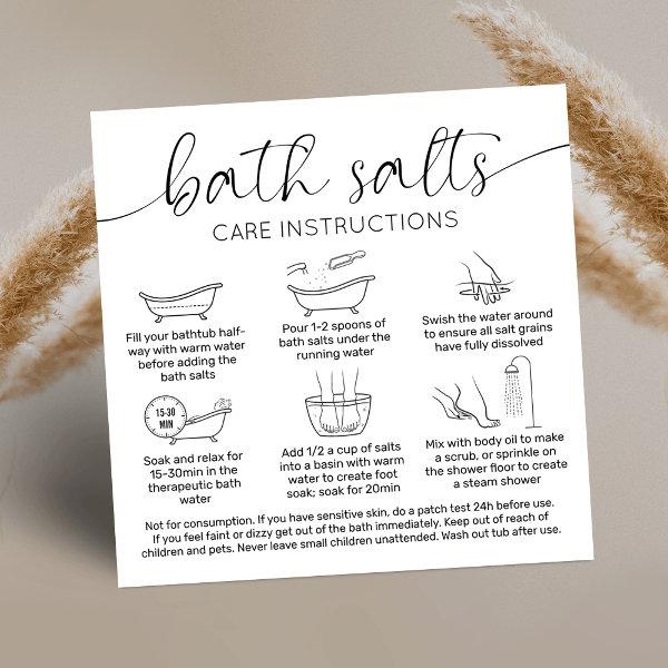 Minimal Elegant Logo Bath Salts Care Instructions Square