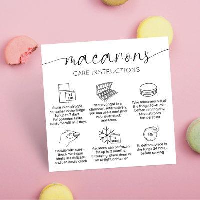 Minimal Elegant Macarons Care Guide & Thank You Square