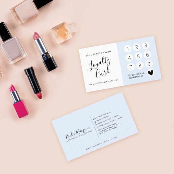 Minimal Elegant Pastel Blue White Script Loyalty Card