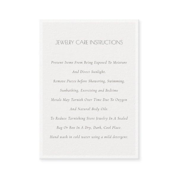 Minimal Elegant Simple  Ivory White Jewelry Care B