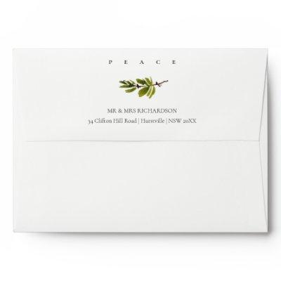 Minimal Elegant Soft Pine Branch Christmas Peace Envelope