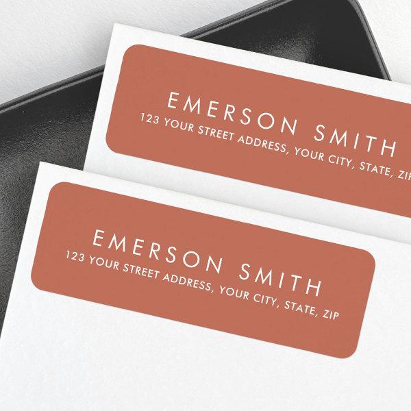 Minimal elegant terracotta return address label