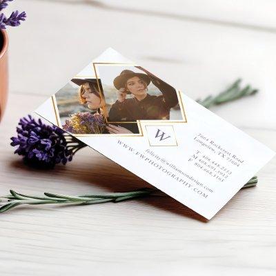 Minimal Gold Geometric Photo Frame & Monogram