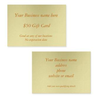Minimal Golden Business Fifty Dollar Gift Card