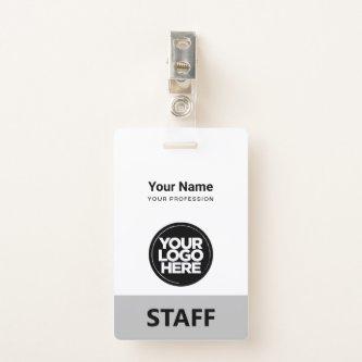 Minimal Gray Employee Name Business Logo Staff Tag Badge