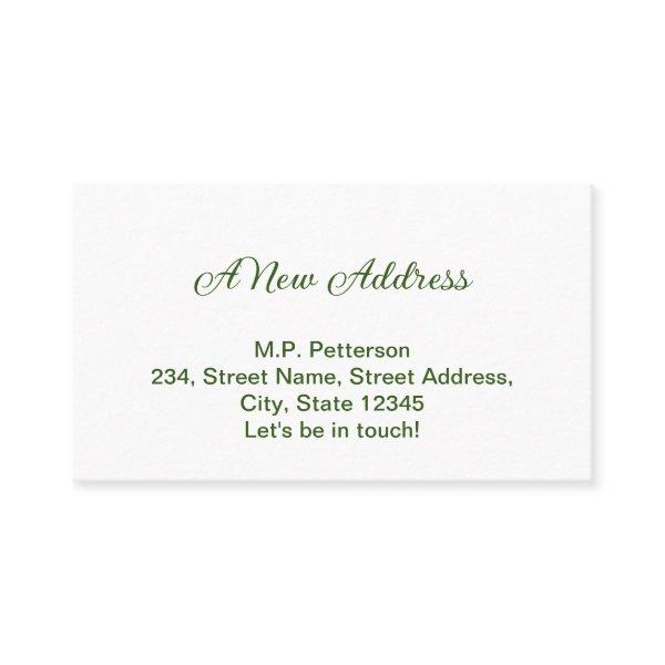 minimal green we have moved add name address text