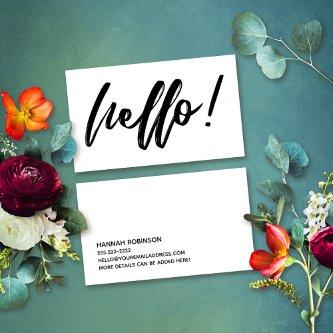 Minimal Hello in Handwriting Script Black on White