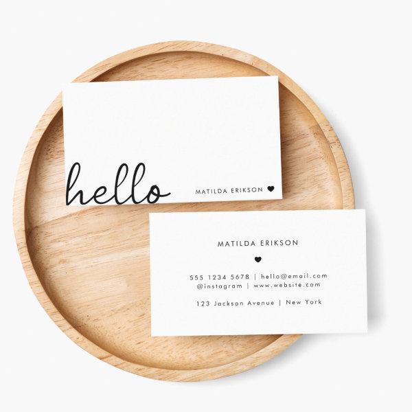 Minimal Hello | Modern Heart Clean Simple White