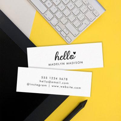 Minimal Hello Simple Modern Heart Clean White Mini