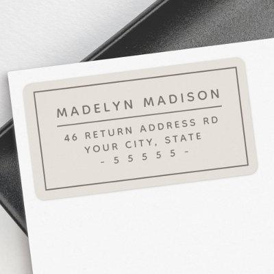 Minimal light tan brown return address label