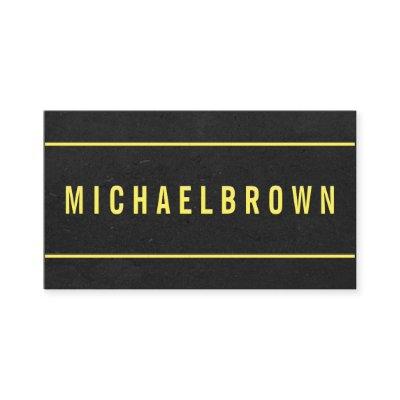 Minimal Masculine Design with Yellow Text on Black
