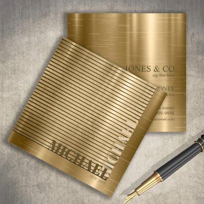 Minimal Metal Stripe Gold ID792 Square