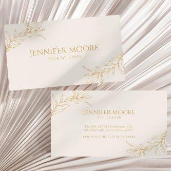 Minimal Minimalist Beige Gold Branch Leaf