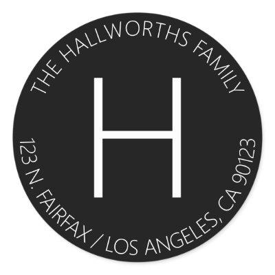 Minimal Modern Black & White Return Address Classi Classic Round Sticker